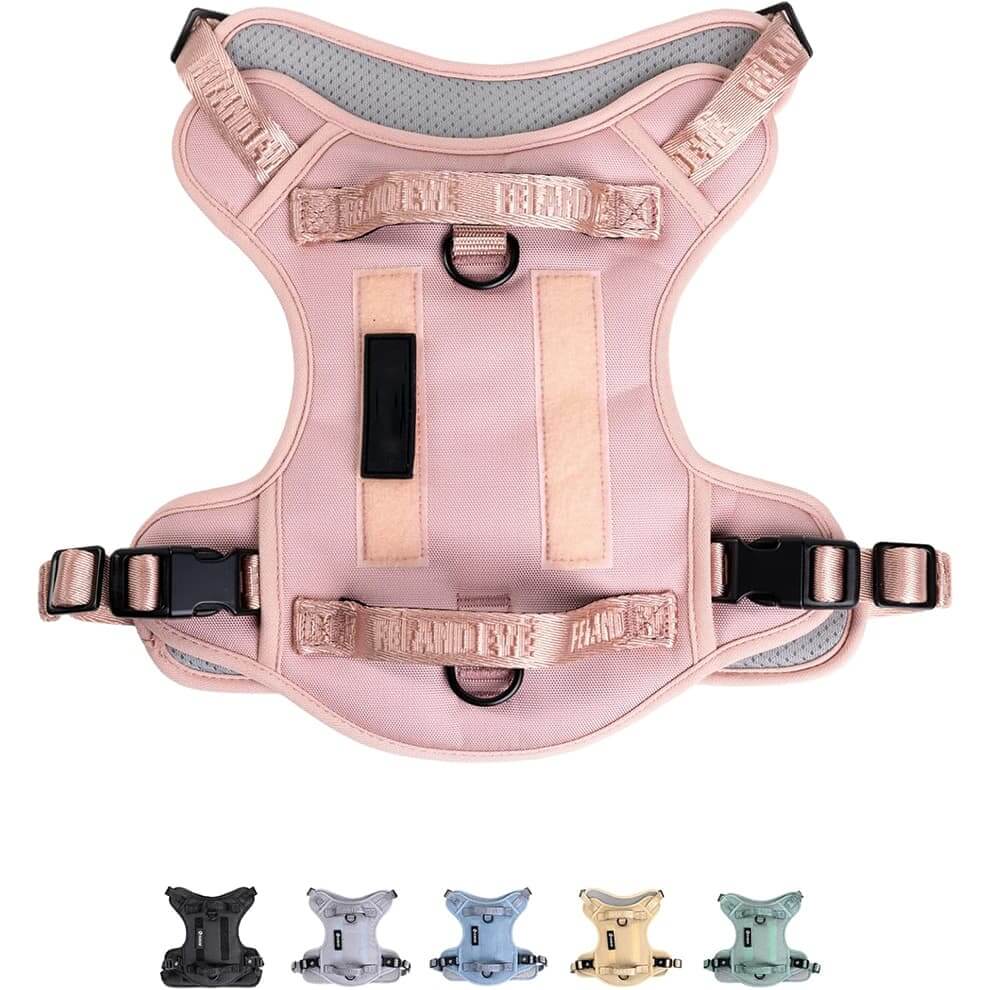 Comfortable tactical dog harness in dusty rose with breathable mesh interior