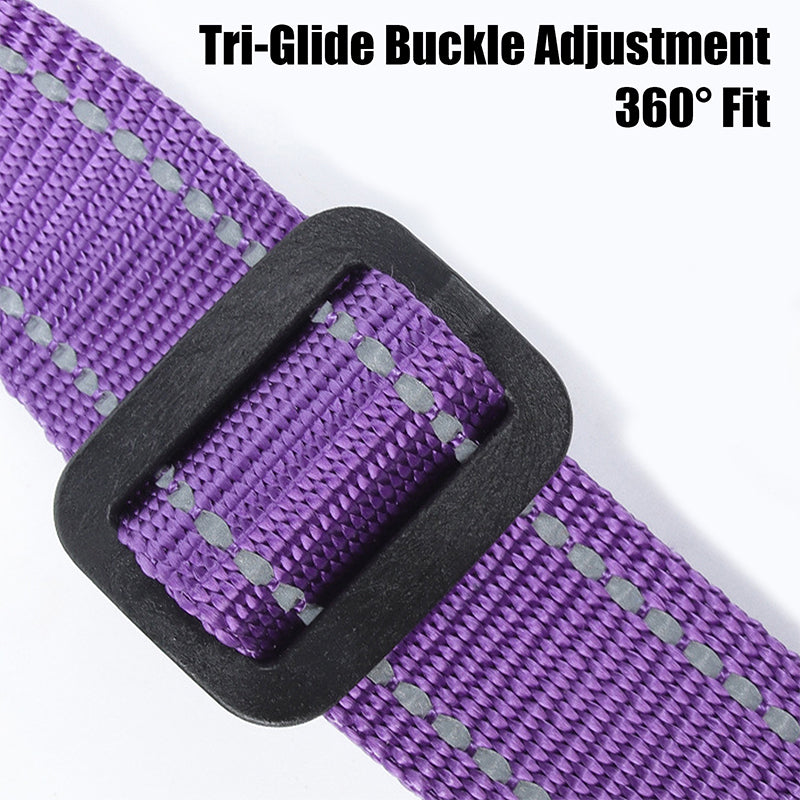 Smooth tri-glide adjustment on woven dog collars for perfect fit