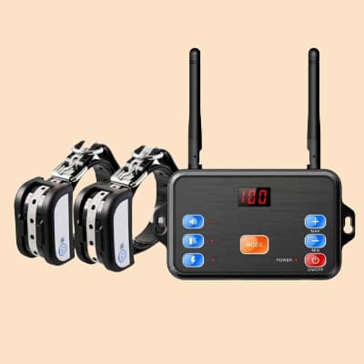 wireless-dog-fence-transmitter-with-two-adjustable-training-collars-for-safe-pet-control