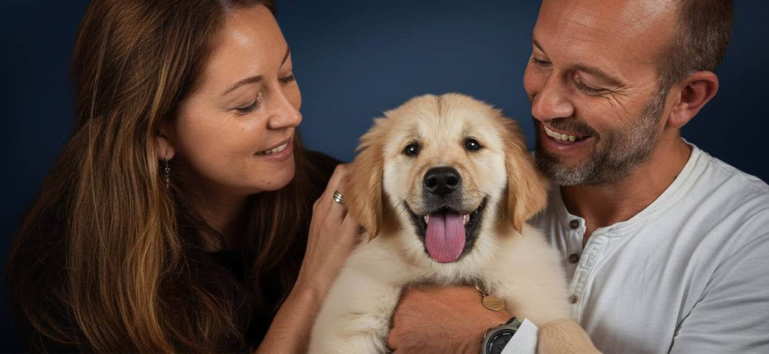 Sovelivee Brand Story showing a loving family with their Golden Retriever