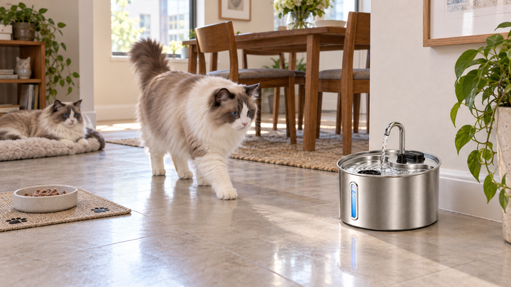 Cat Water Fountain Routine for Cats Eating Wet Food