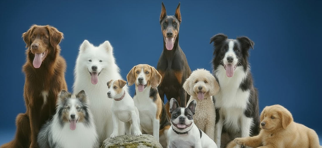 Sovelivee Mission promotes love and respect for all dogs - featuring diverse happy breeds together symbolizing harmony, compassion, and unity under one mission.