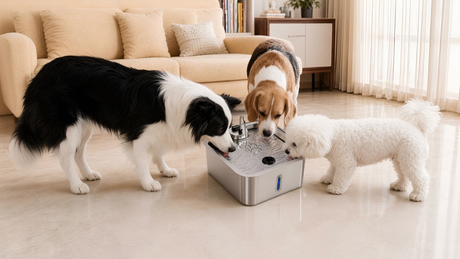 Ultra Quiet Stainless Steel Dog Water Fountain