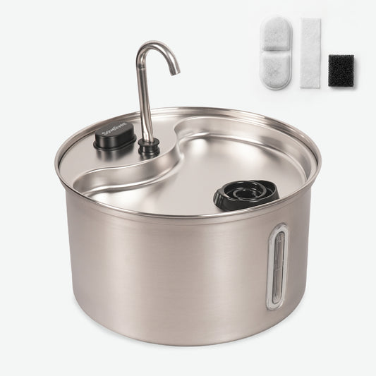 3.5L Ultra Quiet Stainless Steel Cat Water Fountain with Triple Filter