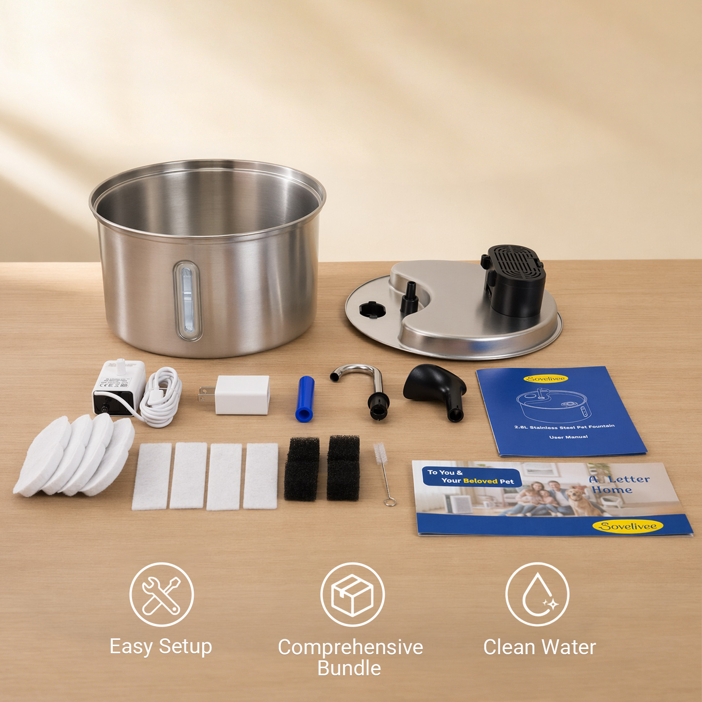 3.5L Cat Water Fountain Stainless Steel