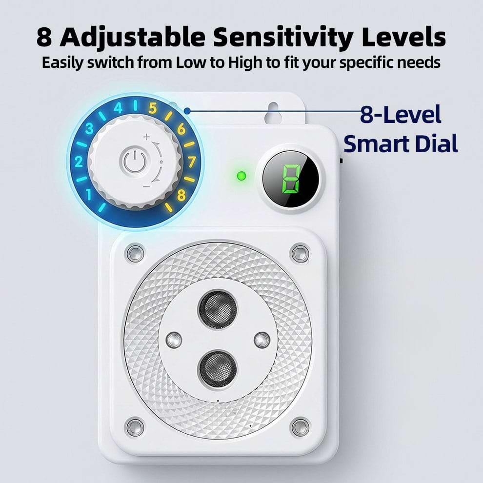 Close up of Adjustable Bark Control knob with 8 sensitivity levels.