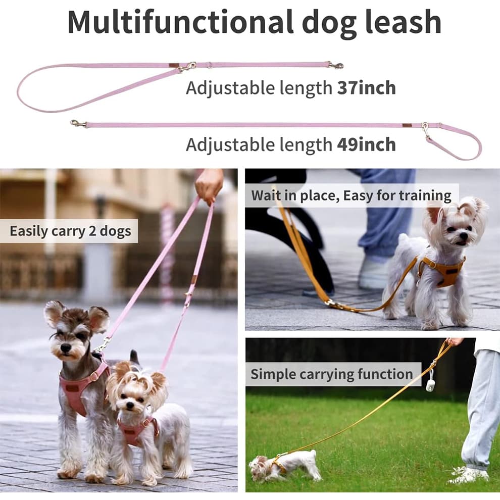 Adjustable leash for small dog harness and leash set, suitable for training or two dogs