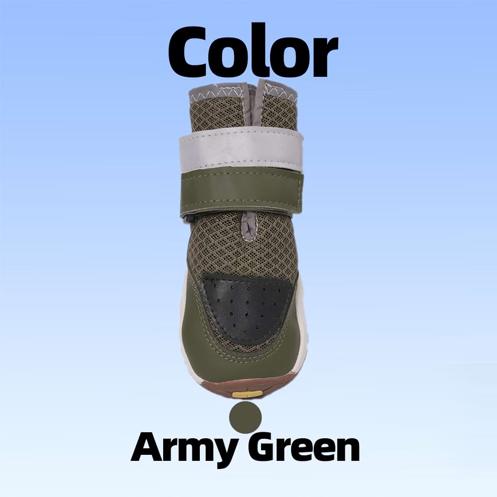 Army Green Dog Hiking Boots with a reinforced toe cap, designed for rugged outdoor trails and rough terrain.