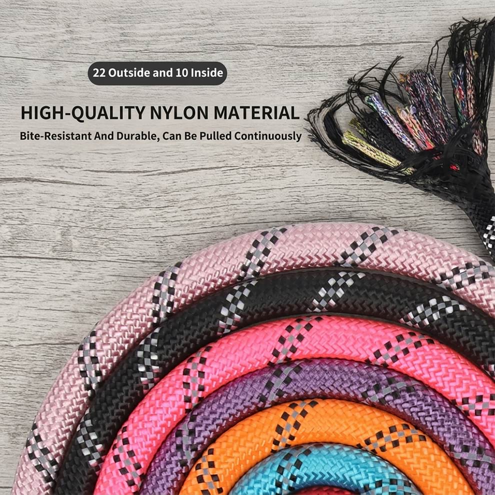 Bite resistant nylon dog leash made with high-quality 22 outside and 10 inside threads, ensuring it is durable and can be pulled continuously.