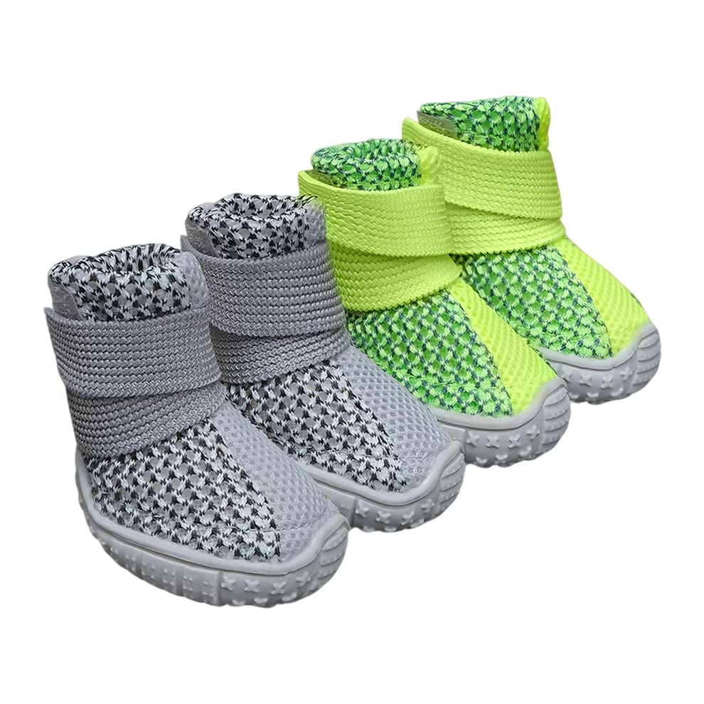 Breathable Dog Shoes in neon green featuring air-mesh fabric and flexible rubber sole.