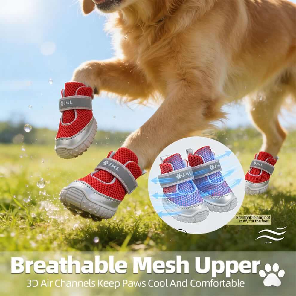 Close up of Breathable Dog Boots showing 3D air channels and mesh texture for cooling.