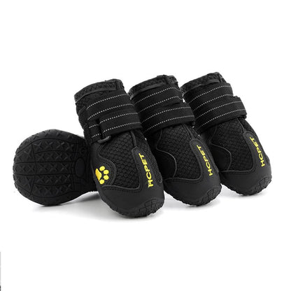 Breathable dog shoes in black with air-mesh fabric, perfect for protecting paws from hot pavement in summer without overheating.