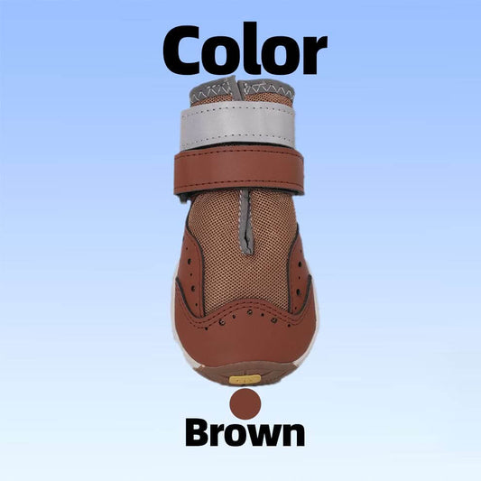 Durable Brown Paw Protectors for Dogs that hide dirt well, featuring a non-slip sole for stability on muddy or slippery surfaces.
