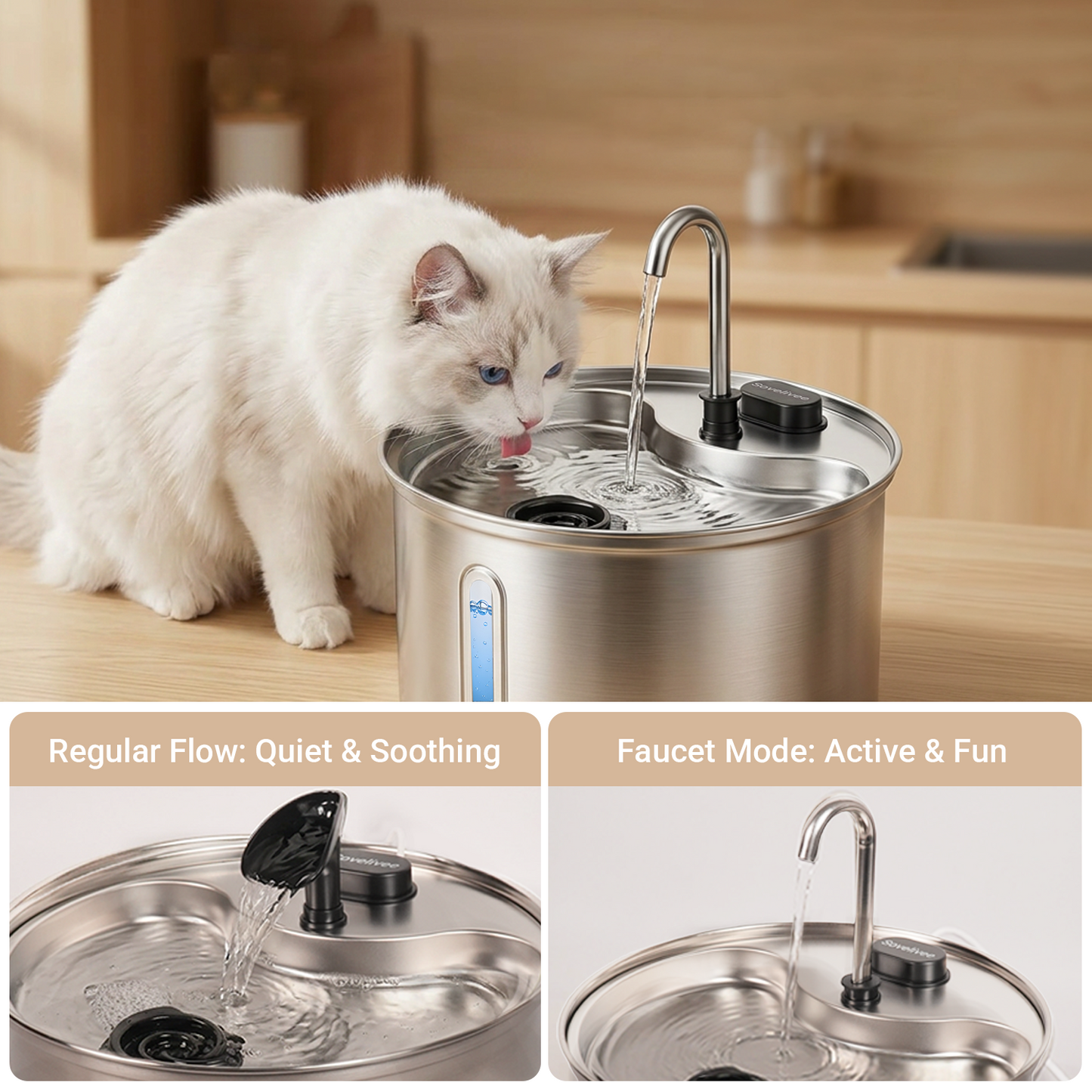 3.5L Ultra Quiet Stainless Steel Cat Water Fountain