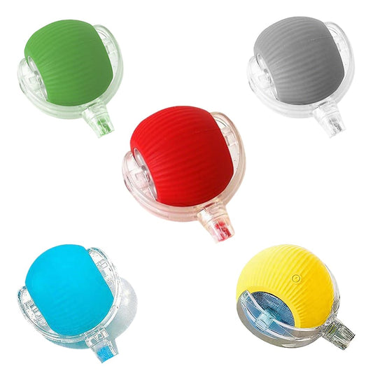 Colorful smart cat balls toy collection available in green, grey, red, blue, and yellow to perfectly match your pet's personality.