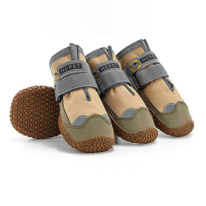 Dog boots for large dogs in Coyote Brown with a waterproof shell, perfect for wet outdoor terrain and tactical use.