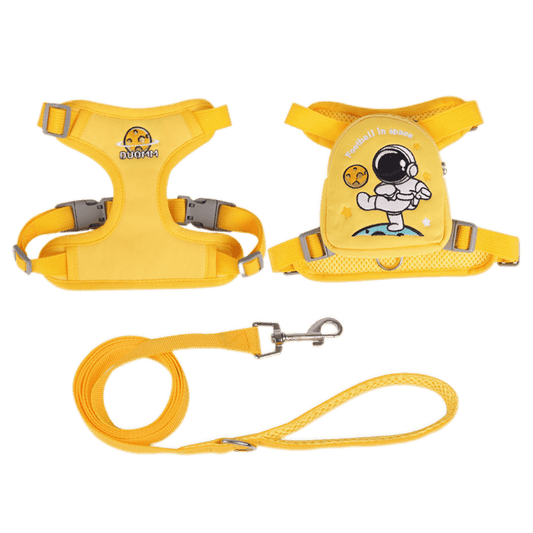 Dog backpack harness yellow vest with removable pouch and leash
