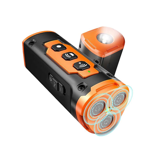 Dog Barking Deterrent featuring 3 ultrasonic transmitters and a built-in flashlight for effective, safe, and humane pet training.