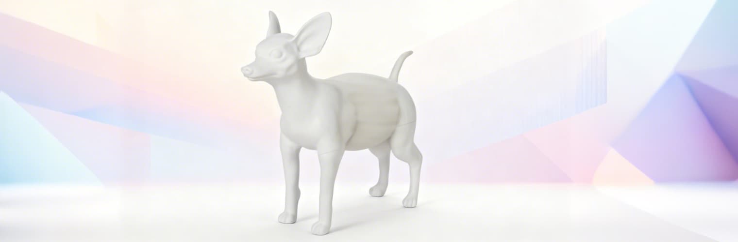 White dog mannequin front view without diaper for comparison
