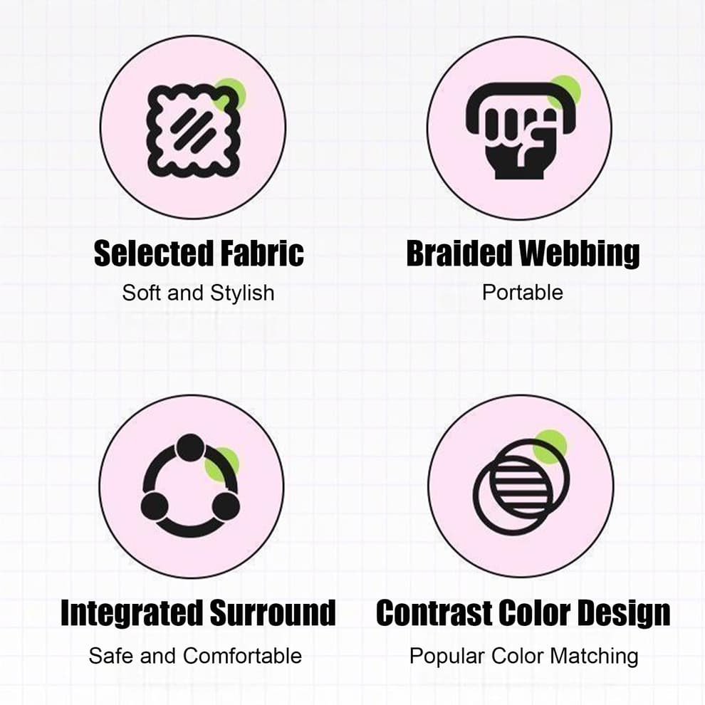 Highlighted features including selected fabric, braided webbing, and contrast color design