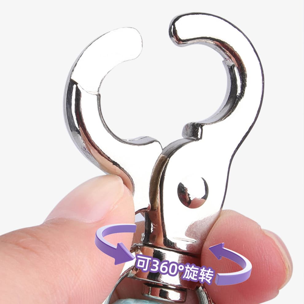 Dog leash with accessory ring for attaching waste bag holder or gear