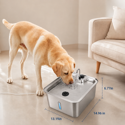 17L Ultra-Quiet Stainless Steel Pet Water Fountain