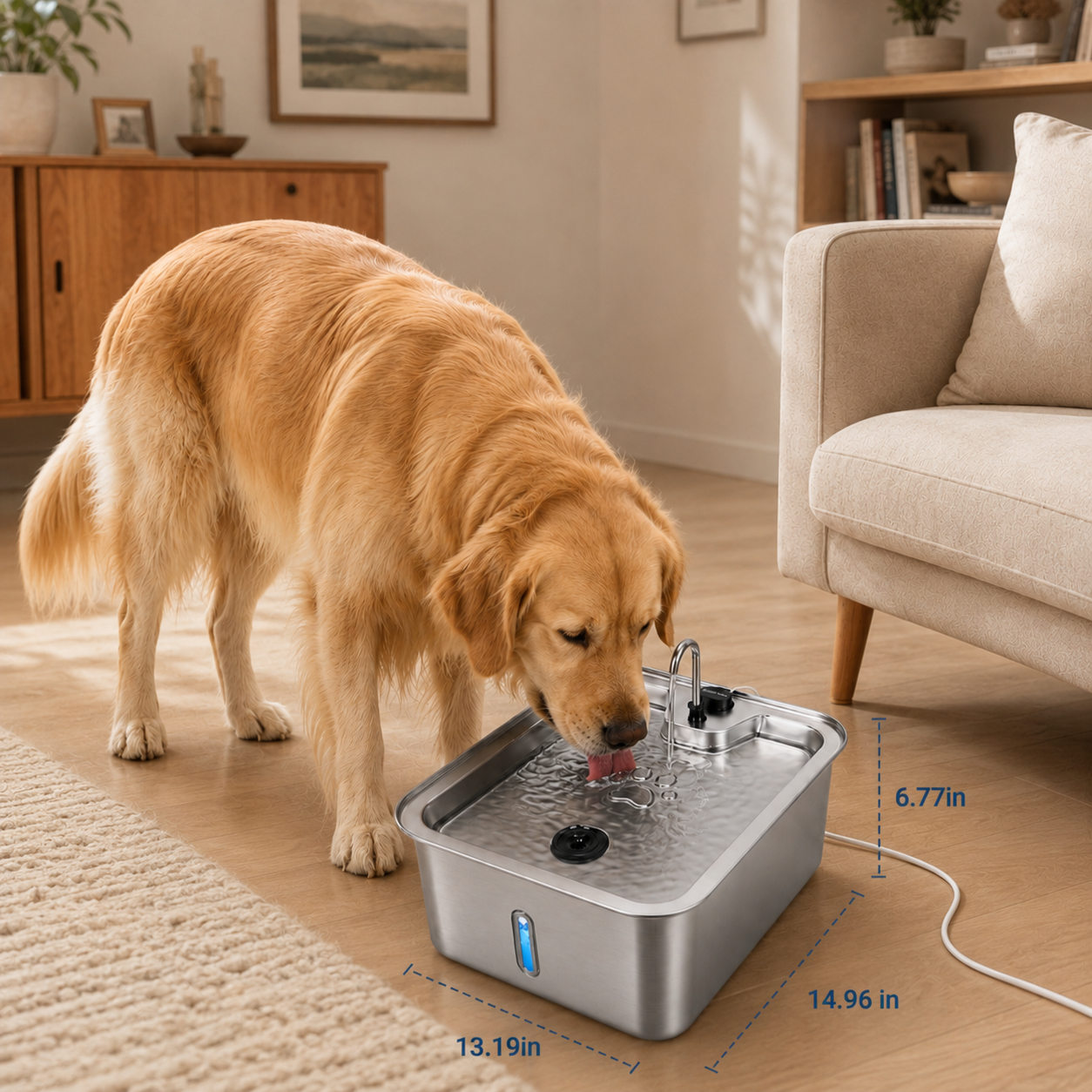 17L Ultra-Quiet Stainless Steel Pet Water Fountain
