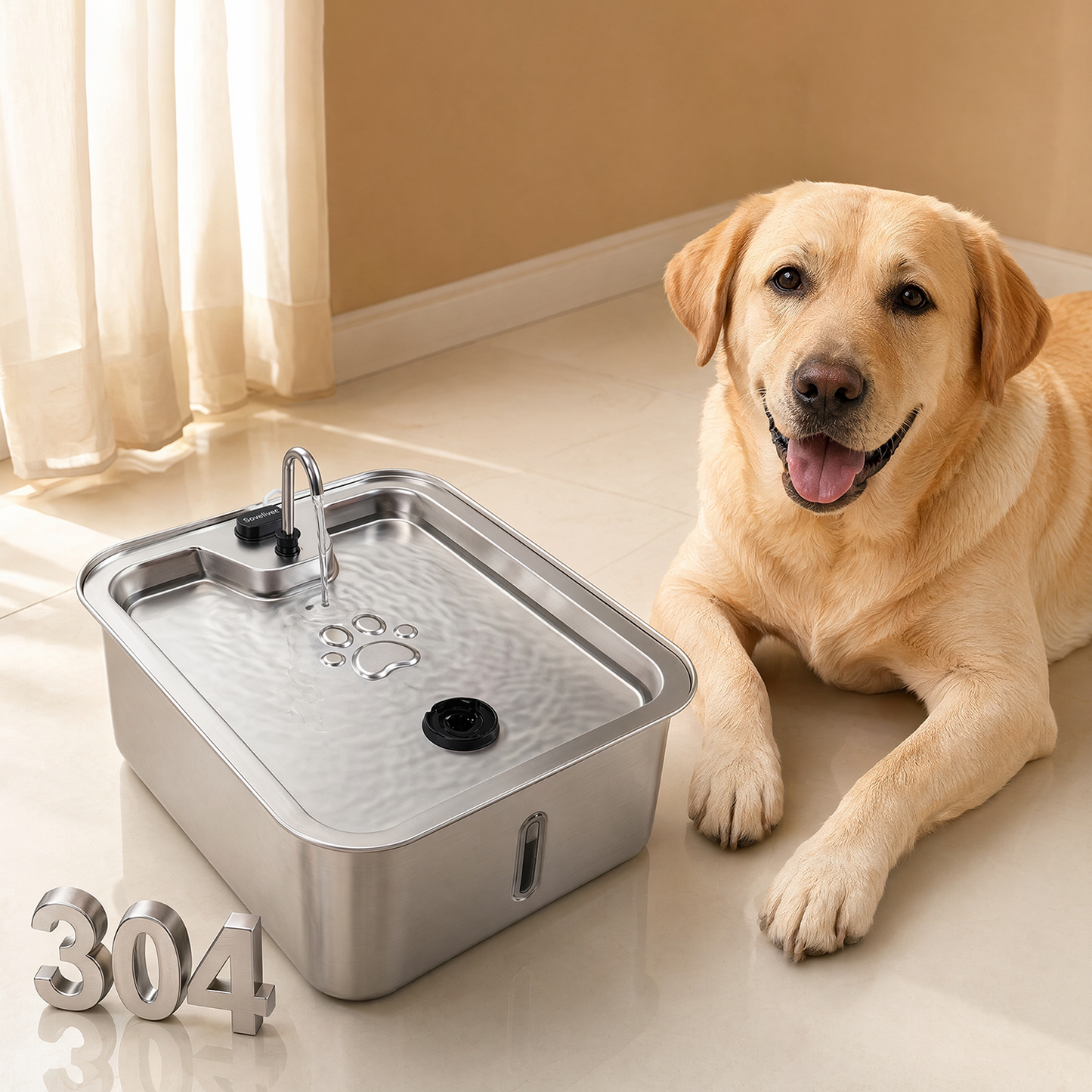 17L Ultra Quiet Stainless Steel Dog Water Fountain