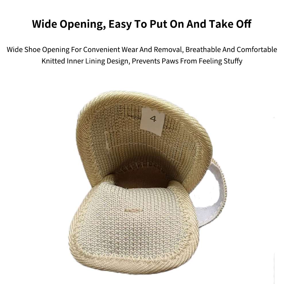 Beige Mesh Dog Boots featuring a wide split opening design that makes them easy to put on and take off for convenient wear.