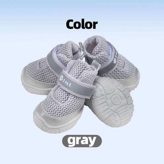 Cool Gray Summer Dog Boots with anti-slip soles, designed to provide Heat Protection for small dogs on city walks.