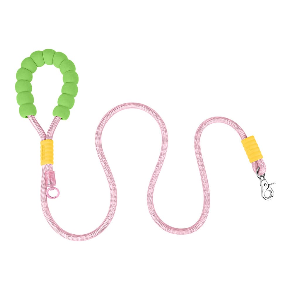 Heavy duty dog leash in pink with soft foam handle and strong rope for daily walking