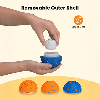Interactive dog ball with removable washable outer shell