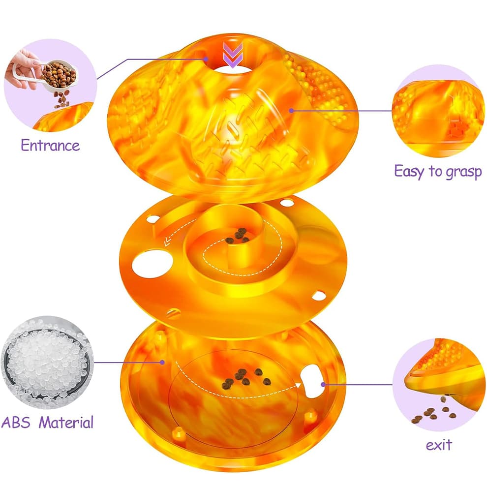 Interactive dog puzzle toys with food dispensing channels and ABS material