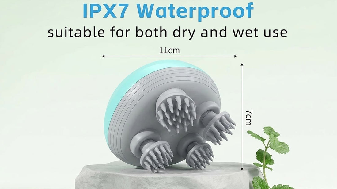 IPX7 waterproof cat massager suitable for both dry and wet use, making pet bath time a soothing and enjoyable experience.