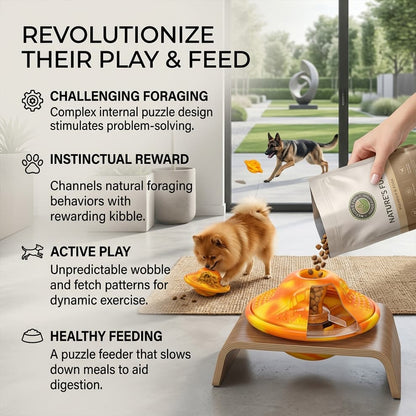 IQ training dog puzzle feeder that revolutionizes play and feed time, stimulating problem-solving skills and encouraging active, healthy foraging.