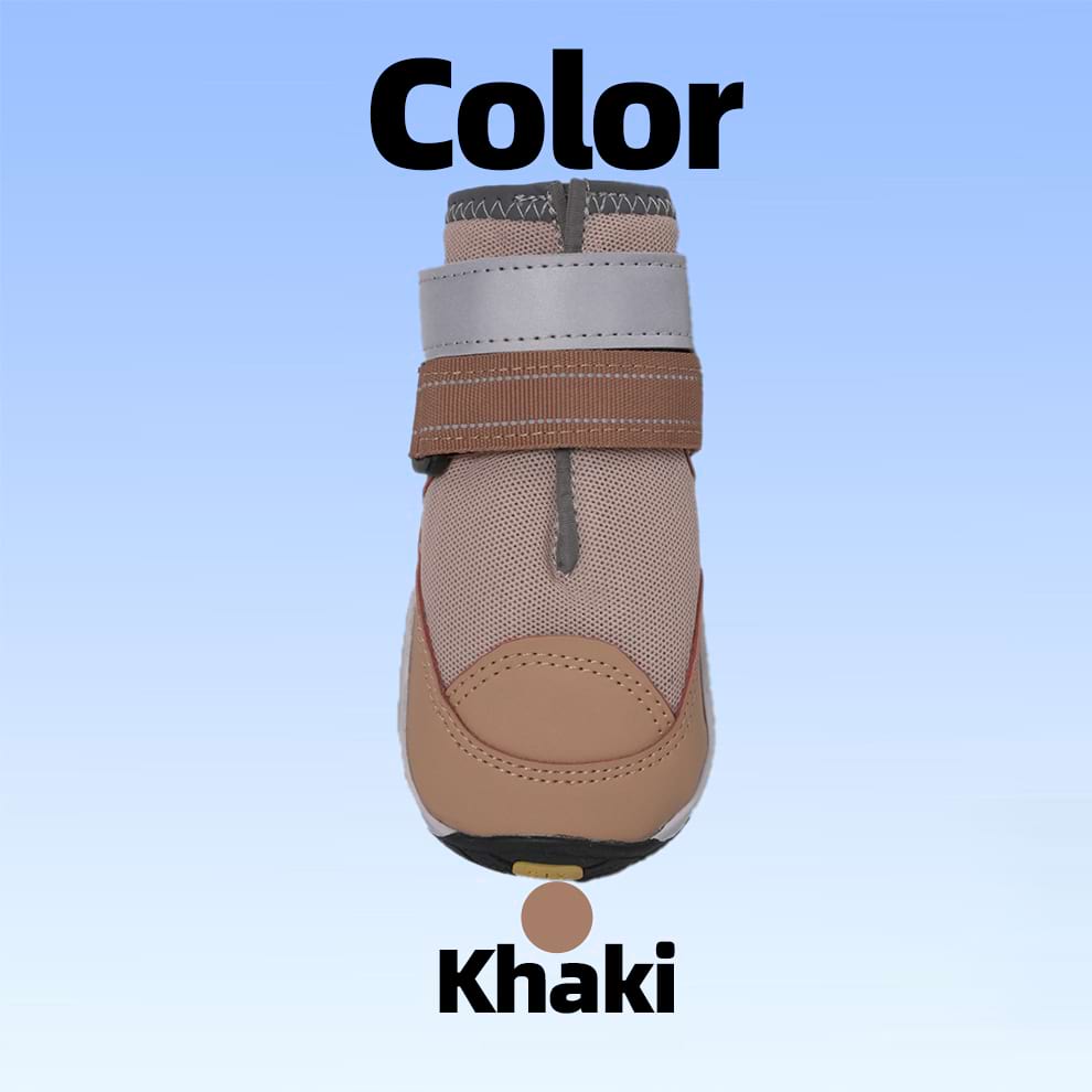 Neutral Khaki Dog Boots for Hot Pavement, offering a stylish look while shielding sensitive paws from burning asphalt.