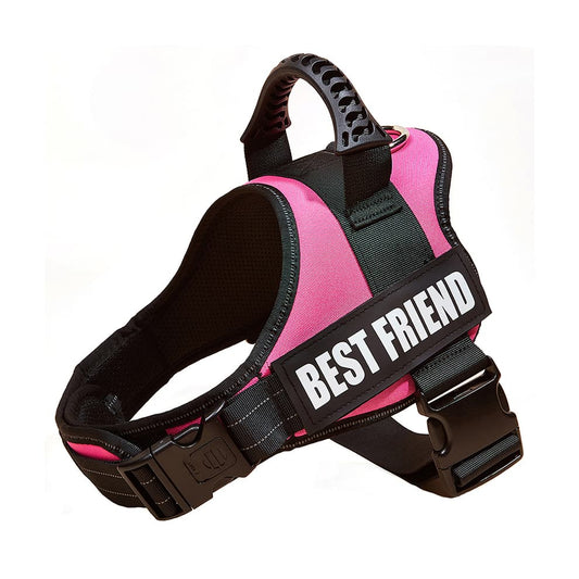 Large dog harness reflective no pull pink best friend vest for medium and large dogs with secure buckles