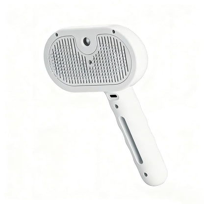 Pet steam brush in a sleek white edition, offering an exquisite appearance and durable construction for daily pet care.