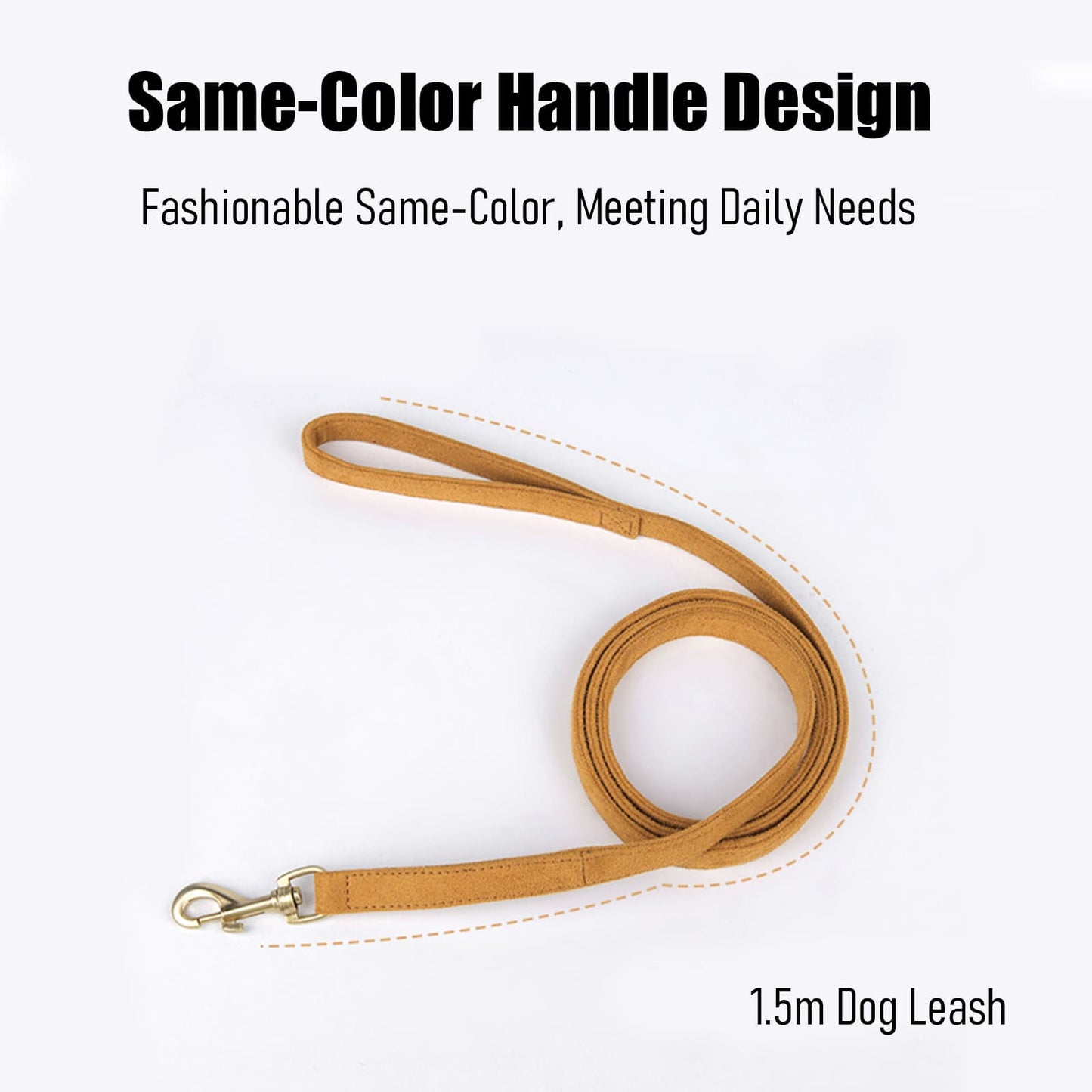 Puppy harness and leash handle in suede, strong and practical for daily walks