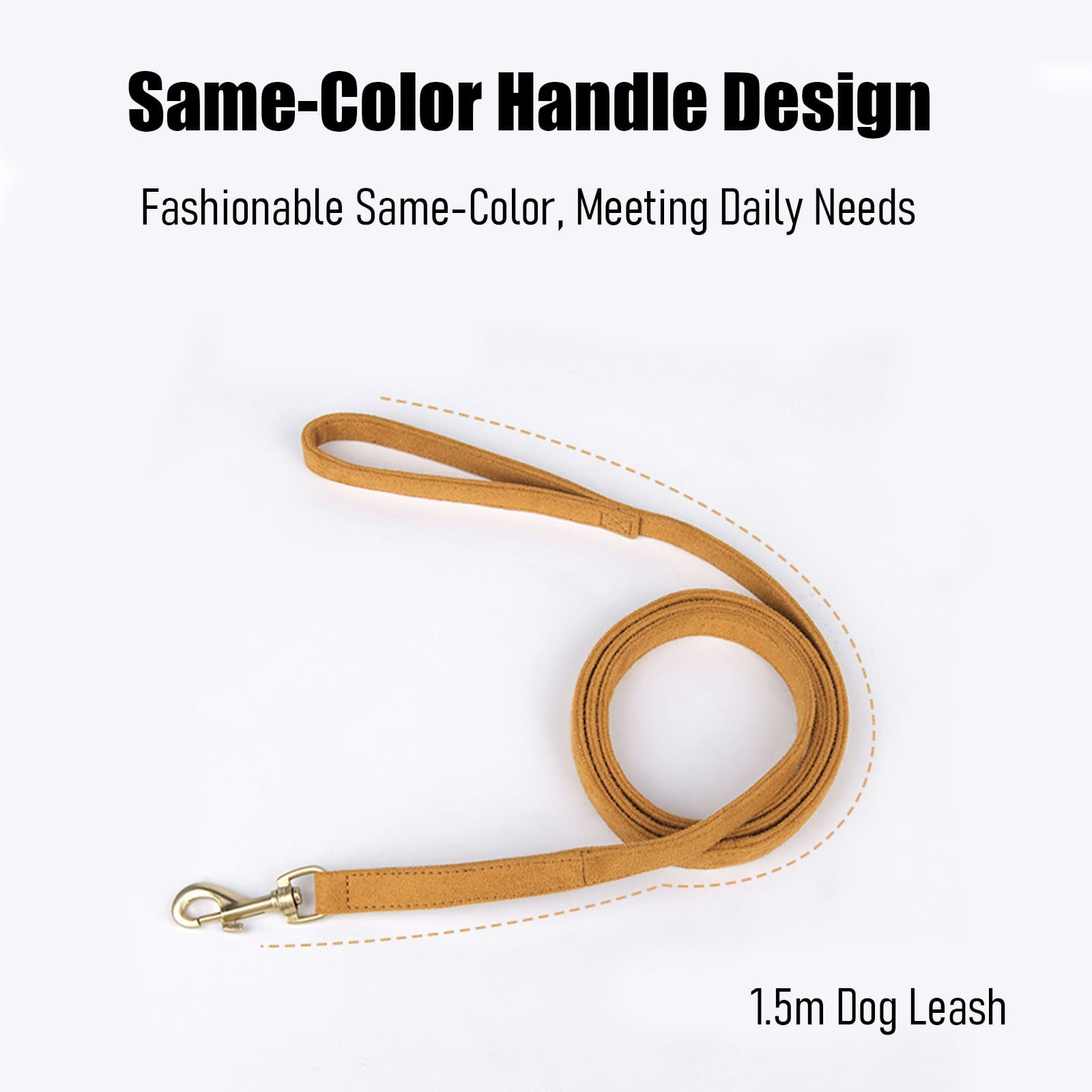 Puppy harness and leash handle in suede, strong and practical for daily walks