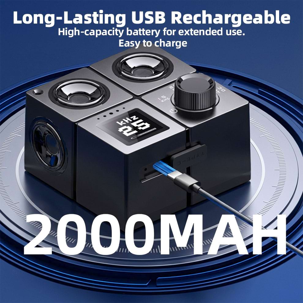 Long-lasting USB rechargeable Sonic Bark Deterrent with 2000mAh high-capacity battery for extended wireless use.