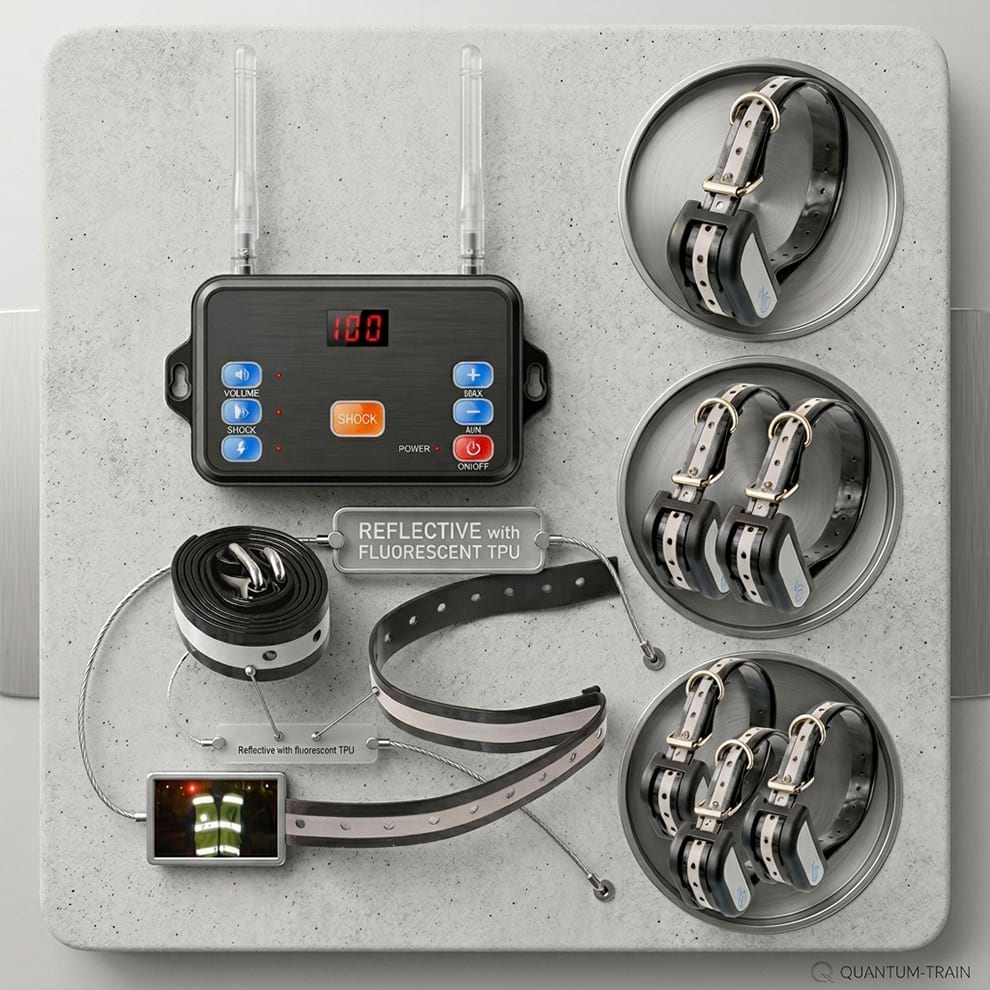 Reflective with fluorescent TPU dog collar receivers, designed for night visibility and safe behavior guidance with adjustable volume and modes.