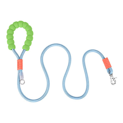 Durable blue rope dog leash with anti-slip handle for outdoor walking