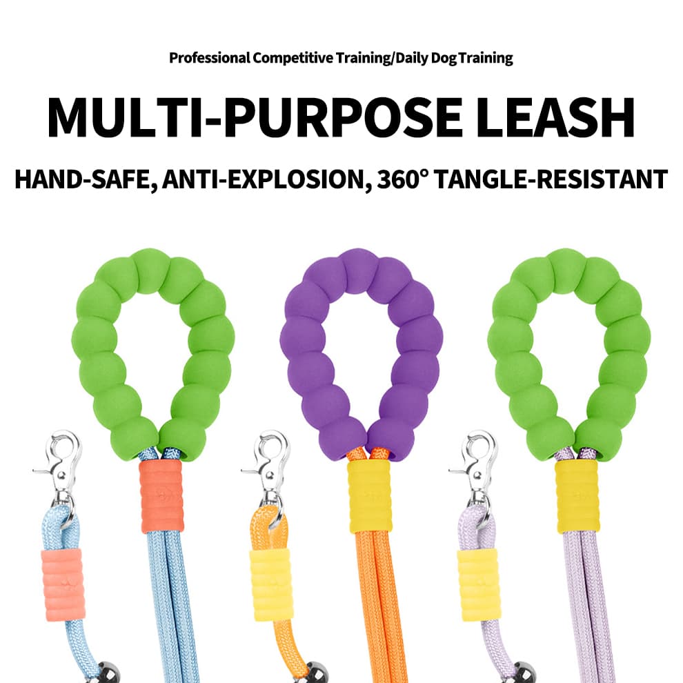 Durable rope dog leash with secure grip design for outdoor walking and training