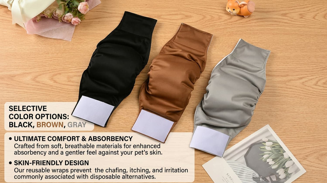 Skin-friendly reusable dog diapers highlighting ultimate comfort, absorbency, and protection against chafing compared to disposables.