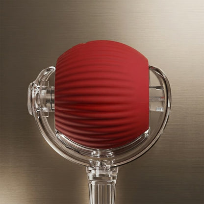 Smart cat ball showing a durable ribbed silicone texture and protective clear casing for safe, long-lasting indoor play.