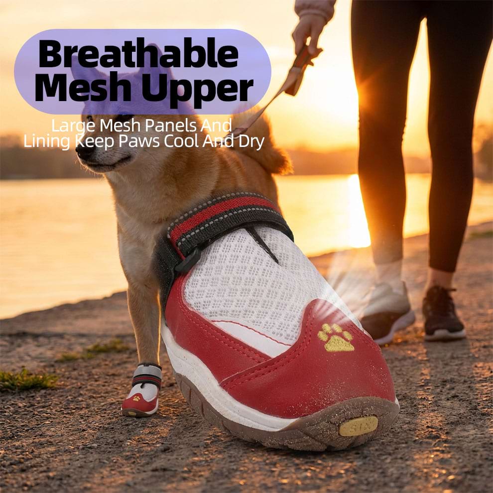 Close-up of Breathable Dog Shoes mesh fabric designed to keep paws cool and dry, perfect as Summer Dog Shoes.
