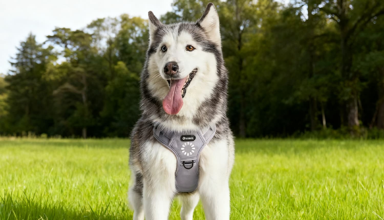 No pull tactical dog harness in wolf grey designed for training comfort