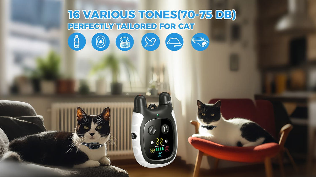 Training collars for cats with 16 adjustable sound modes 70-75db tailored for safe cat training