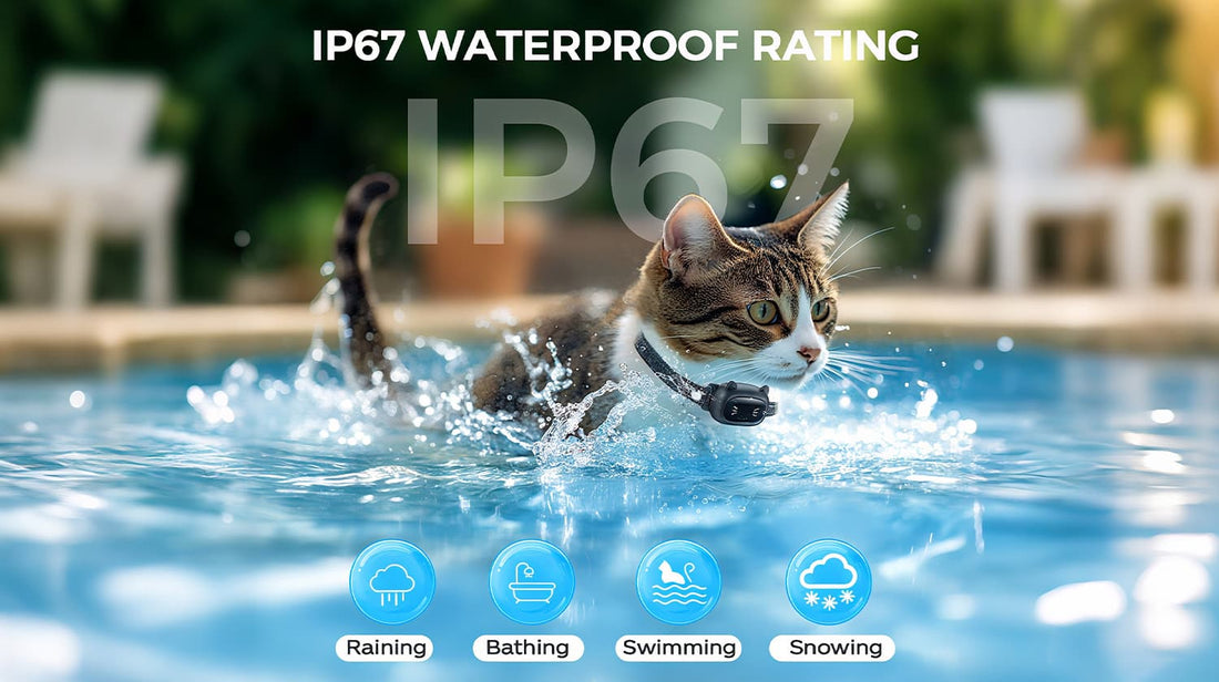 Training collars for cats with ip67 waterproof rating for raining bathing swimming and snowing